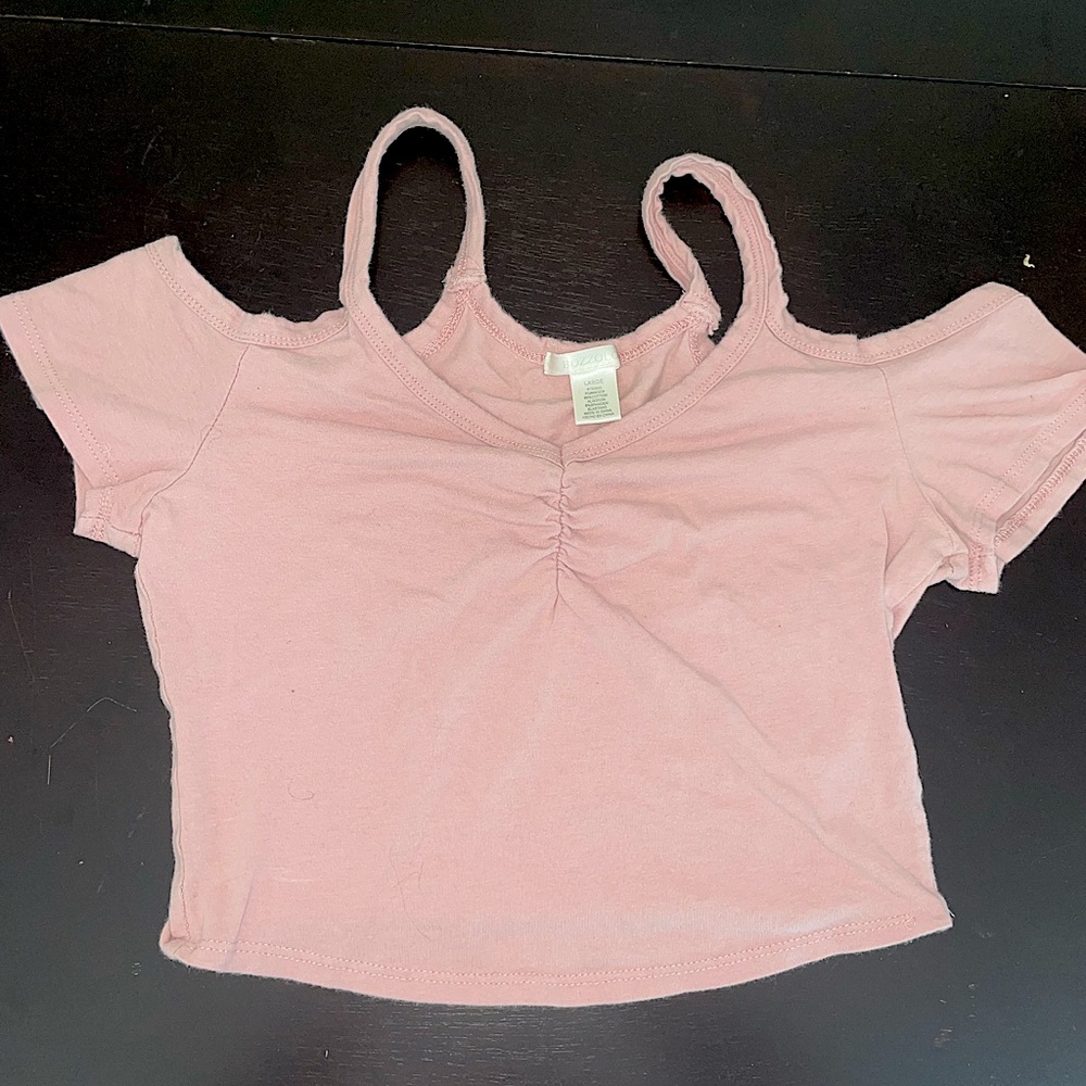 Pink open shoulder top